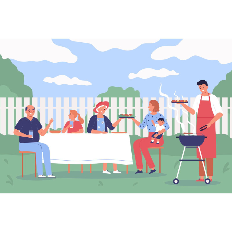 Family Bbq Illustration Vector Illustration Concept - Features Image 1