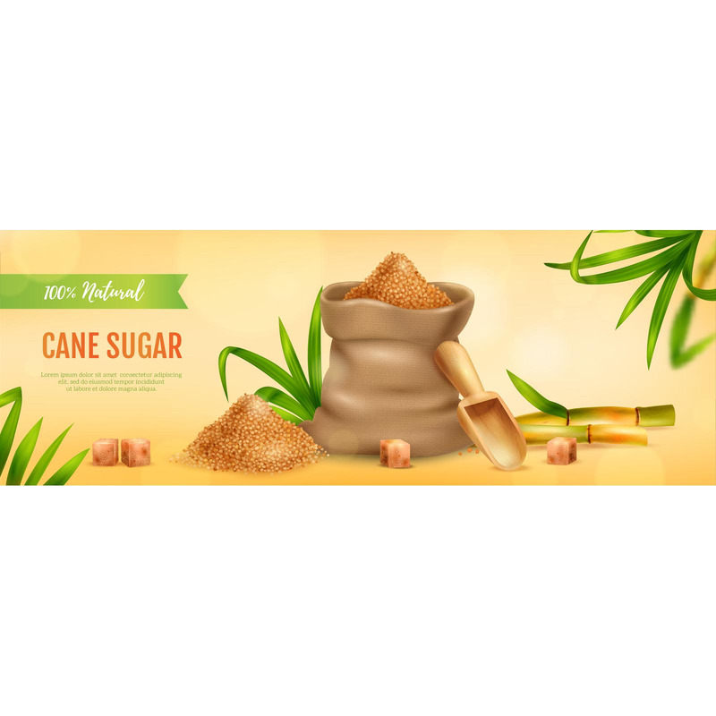 Realistic Sugar Cane Poster Ads Vector Illustration Concept