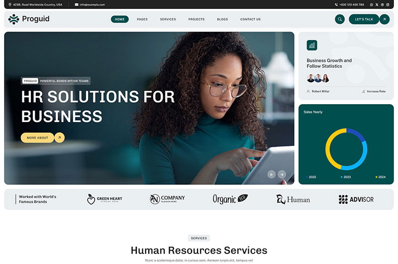 Proguid – Tema WordPress per risorse umane e reclutamento - Caratteristiche Immagine 1