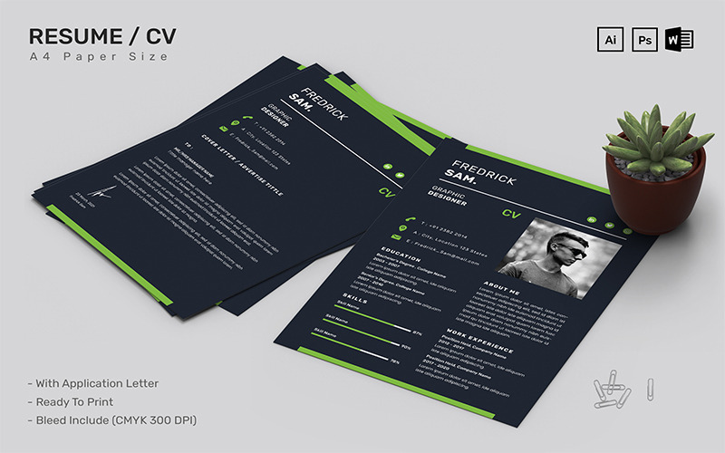 Fredrick Sam - CV Printable Resume Templates - Features Image 1