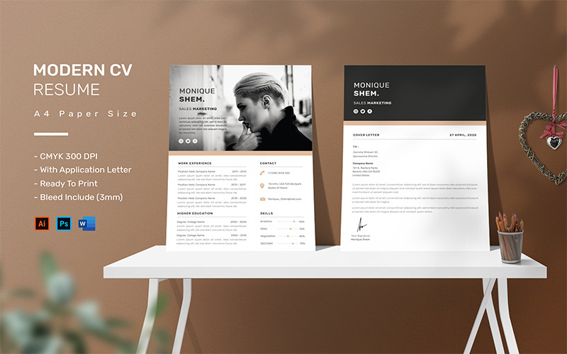 Monique Shem - CV Resume Template - Features Image 1