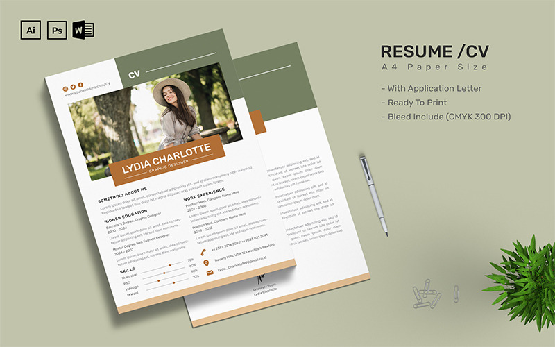 Lydia Charlotte - CV Printable Resume Templates - Features Image 1