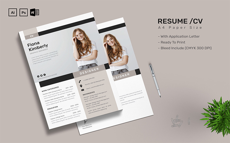 Fiona Kimberly - CV Printable Resume Templates - Features Image 1
