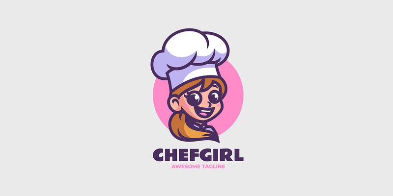 Chef-kok meisje mascotte cartoon logo 3 - Features Image 1