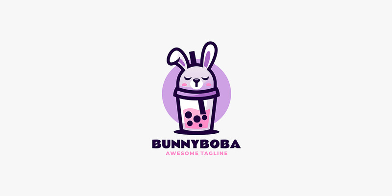 Bunny Boba Mascot Cartoon Logo - Features Image 1