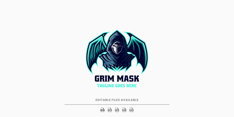 Logo mascotte dei cartoni animati della maschera Grim - Caratteristiche Immagine 1