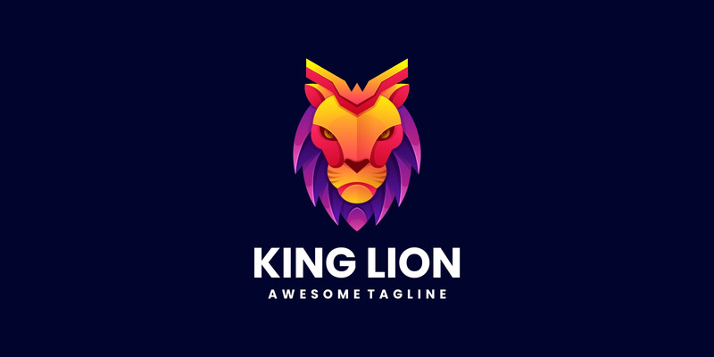 Logo coloré dégradé du roi Lion - Caractéristiques de l’image 1