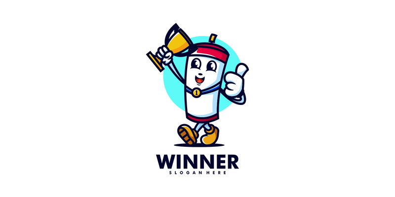 Vincitore mascotte Cartoon Logo - Caratteristiche Immagine 1