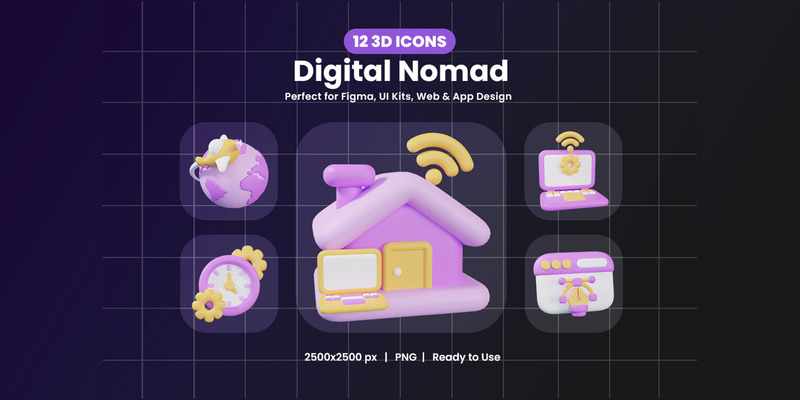 Digital Nomad 3D Icon Design - Features Image 1