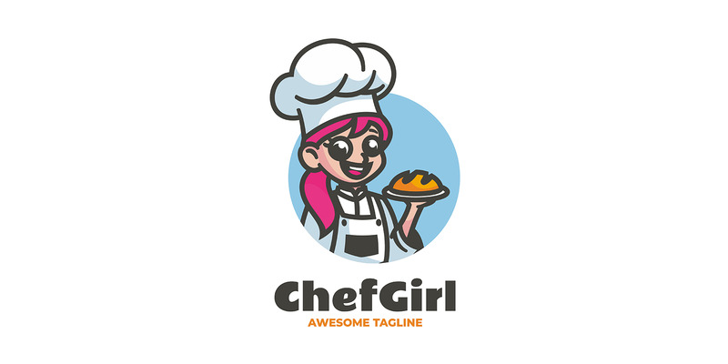 Logo de dessin animé de mascotte de fille de chef 2 - Caractéristiques de l’image 1