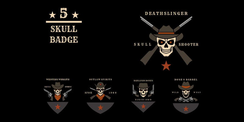 Cowboy Skull Badge Logo Set - Features Image 1