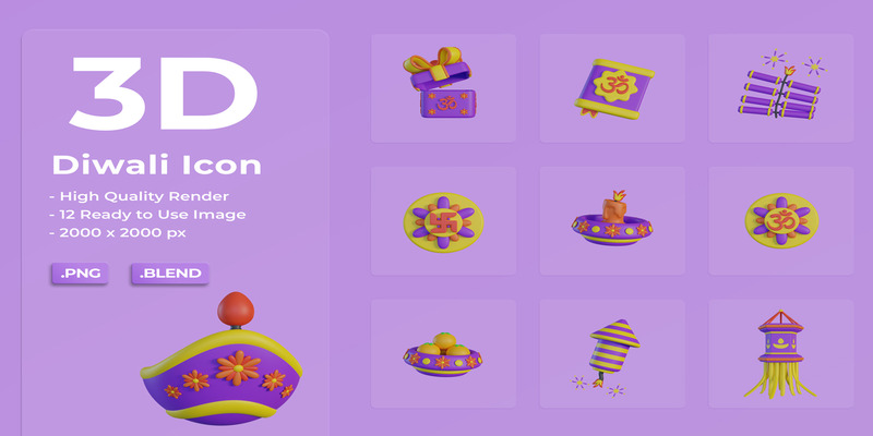 Набір іконок 3D Diwali - Features Image 1