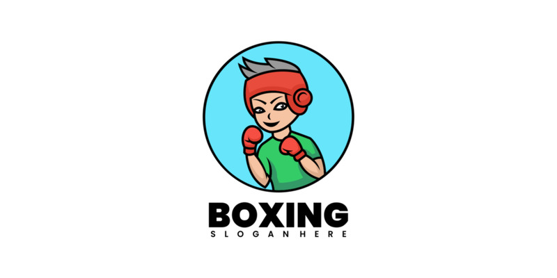 Estilo de logotipo de desenho animado de boxe de menino - Features Image 1