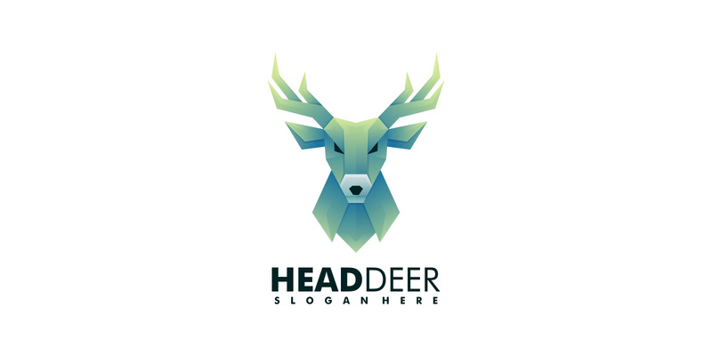 Vector hoofd herten gradiënt logo - Features Image 1