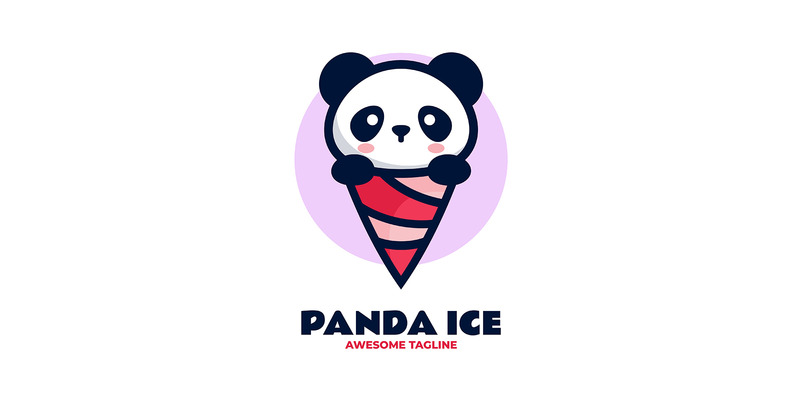 Logo de dessin animé de mascotte de glace Panda - Caractéristiques de l’image 1