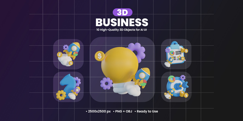 Business 3D Icon Set Design - Features Image 1