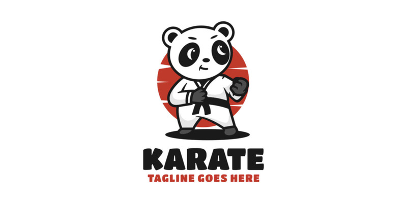 Karate Panda Mascot Tecknad logotyp - Features Image 1