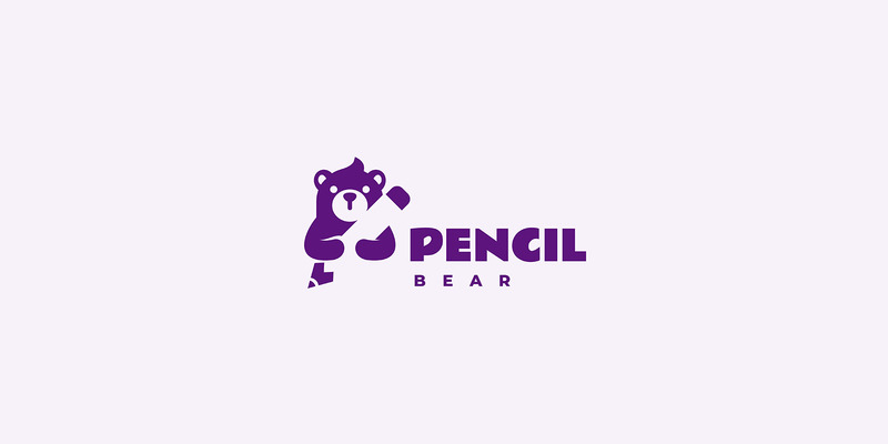 Logo dello spazio negativo dell'orso di matita - Caratteristiche Immagine 1