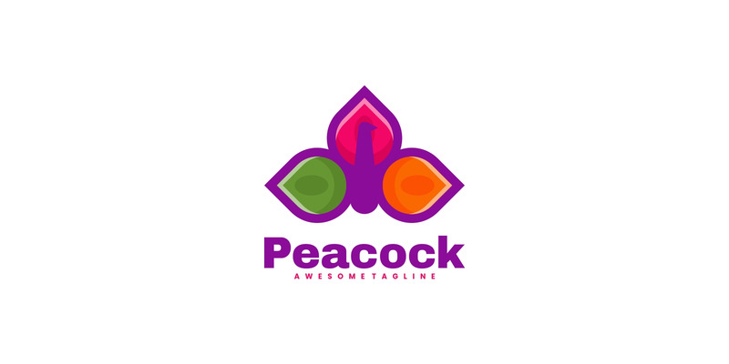 Modello di logo mascotte semplice pavone - Caratteristiche Immagine 1
