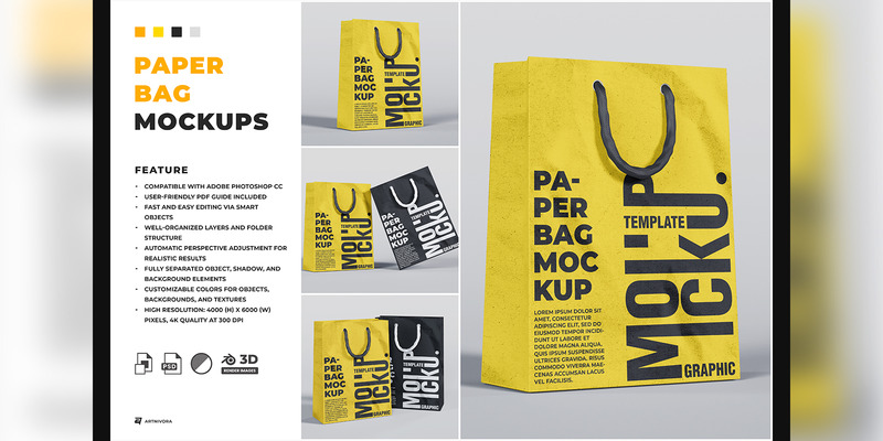 Paper Bag Mockup Design Template - Features Image 1