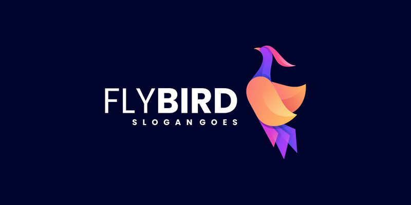 Modello di logo colorato gradiente di uccello volante - Caratteristiche Immagine 1