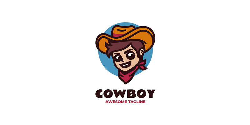 Logo kreskówki maskotki kowboja - Obraz funkcji 1