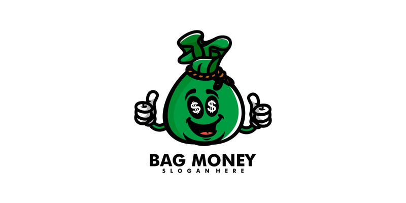 Logo del fumetto della mascotte dei soldi della borsa - Caratteristiche Immagine 1