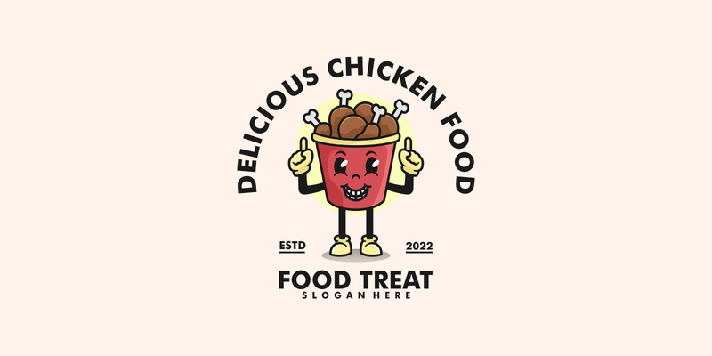Logotipo de desenho animado de mascote de comida de frango - Features Image 1