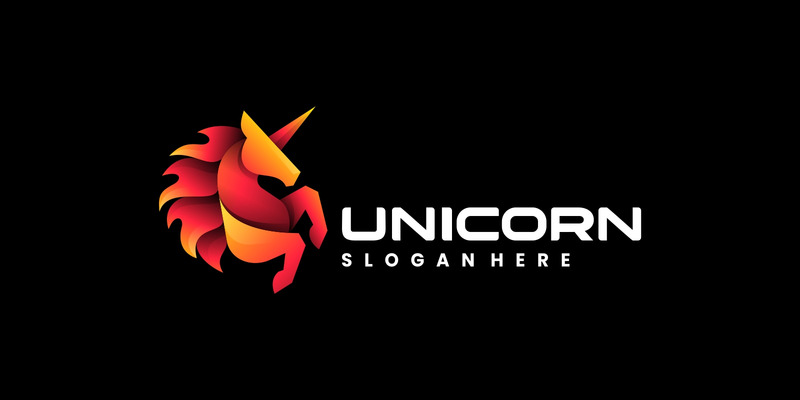 Diseño de logotipo colorido degradado de unicornio - Características Imagen 1