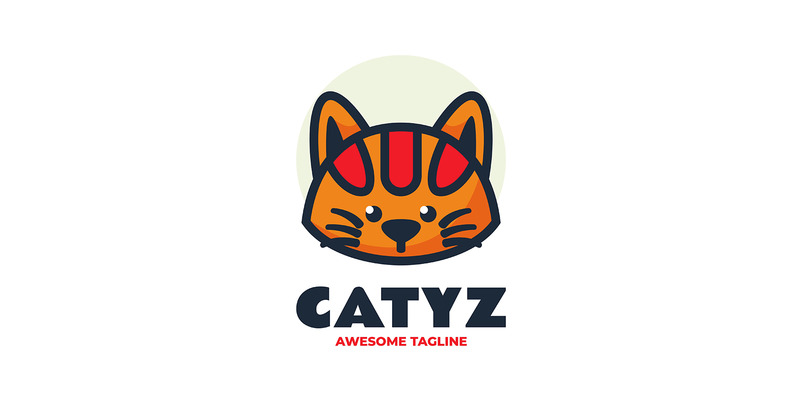 Kat eenvoudig mascotte logo sjabloon 6 - Functieafbeelding 1