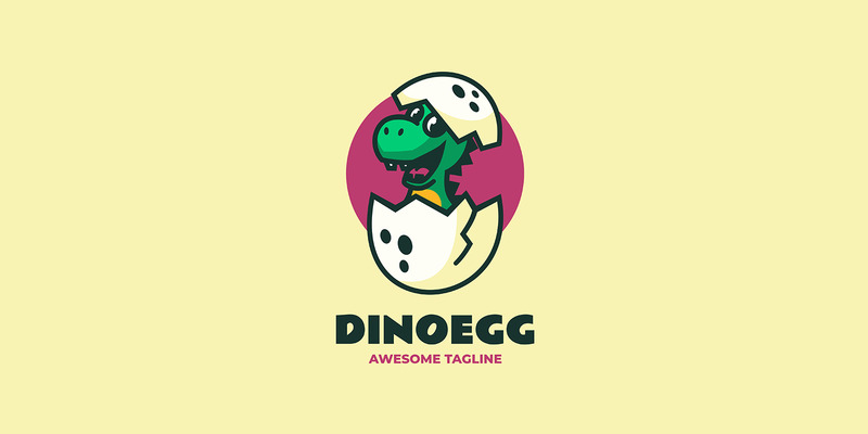 Logo kreskówki maskotki jaja dinozaura - Obraz funkcji 1