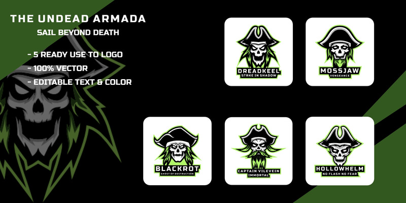 Pirate Skull Mascot Logo Bundle - Features Image 1