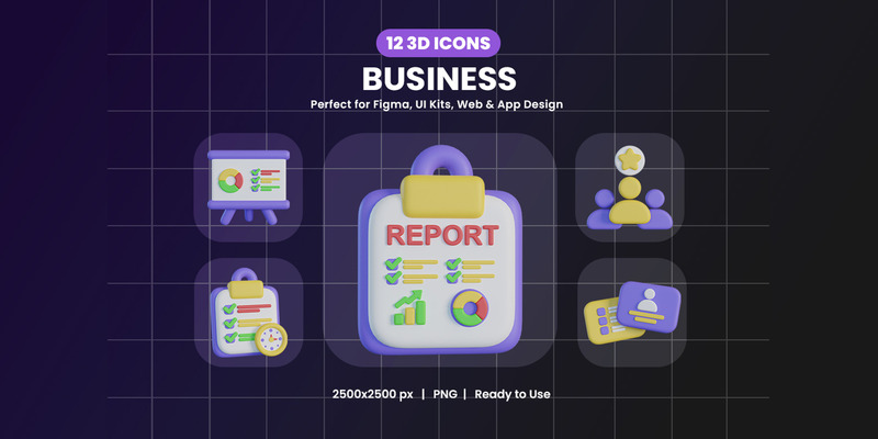 Business 3D Icon Pack Design - Features Image 1