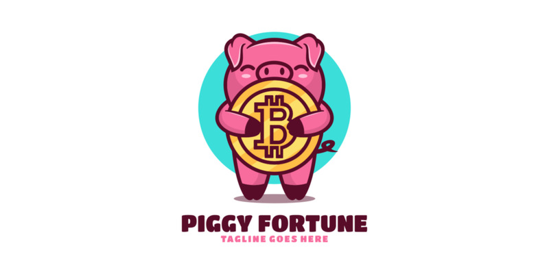 Logo de dessin animé de mascotte Piggy Fortune - Caractéristiques de l’image 1