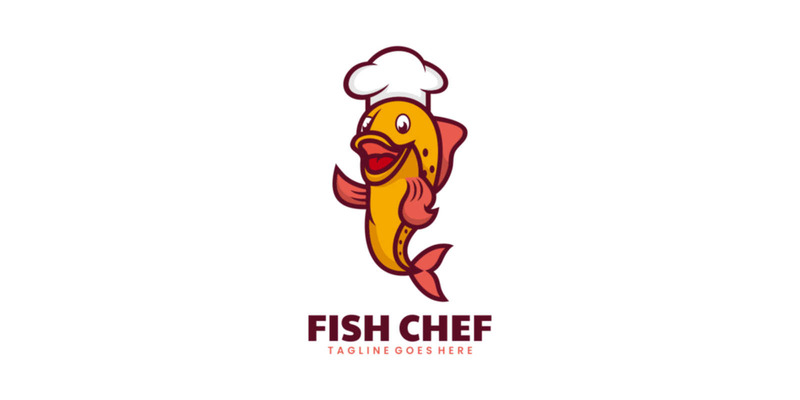 Logotipo de dibujos animados de la mascota del chef de pescado - Características Imagen 1