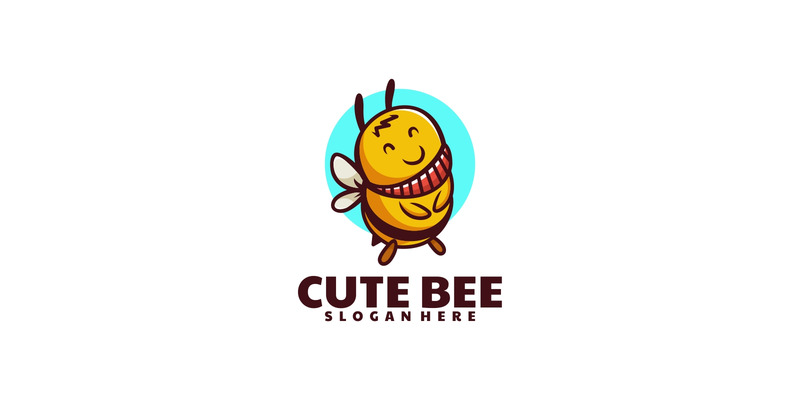Cute Bee Simple Mascot Logo Style - Features Image 1