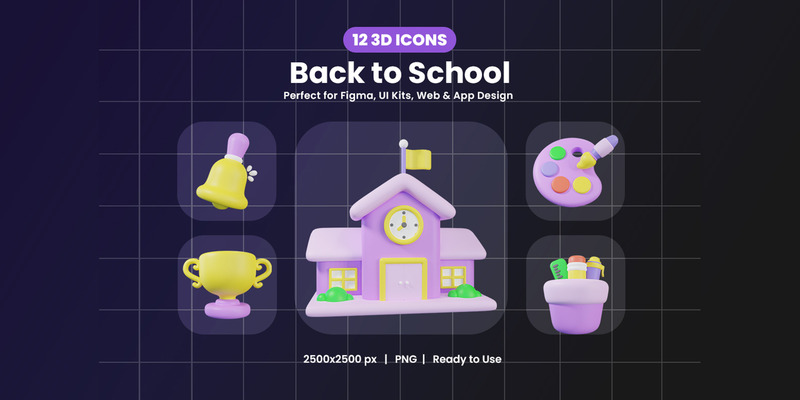 3D Back to School Icon Pack - Features Image 1
