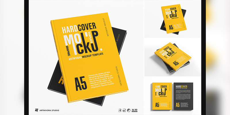 Progettazione di mockup di libri con copertina rigida - Caratteristiche Immagine 1