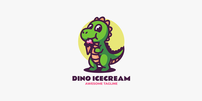 Logo del fumetto della mascotte del gelato Dino - Caratteristiche Immagine 1