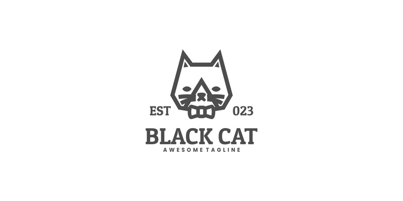 Schwarze Katze Strichzeichnung Logo-Stil - Eigenschaften Bild 1