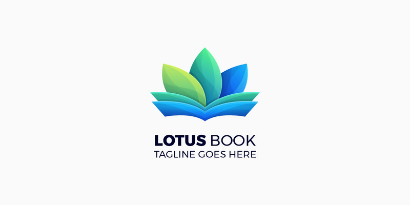 Logo colorato sfumato del libro di loto - Caratteristiche Immagine 1