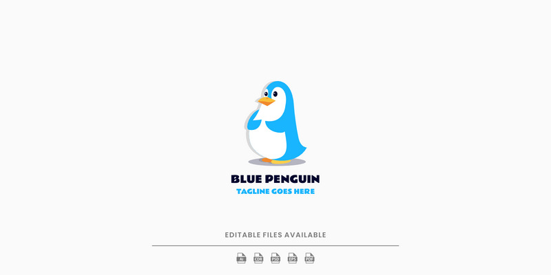 Logo de mascotte simple du pingouin bleu - Caractéristiques de l’image 1