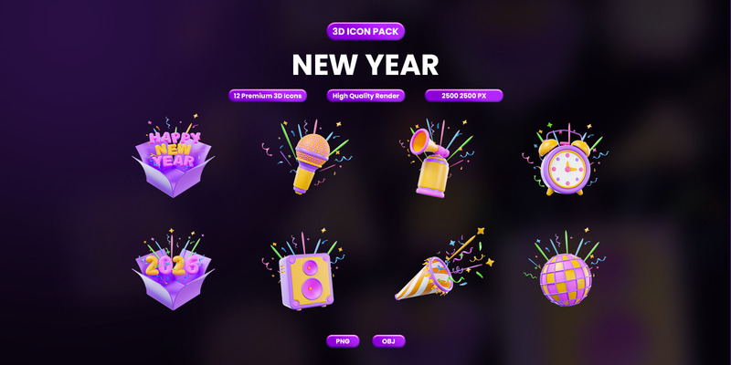 新年3D图标包设计 - Features Image 1