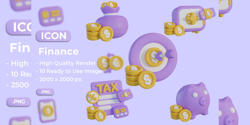 3D Finance Icon Pack  Object - Features Image 1