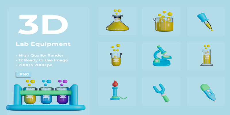 3D Lab Equipment Icon Design - Features Image 1