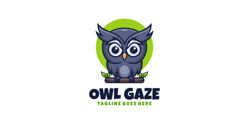 Logo kreskówka maskotka spojrzenie sowy - Obraz funkcji 1