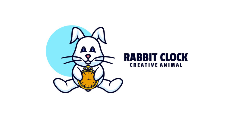 Coniglio orologio semplice logo mascotte - Caratteristiche Immagine 1