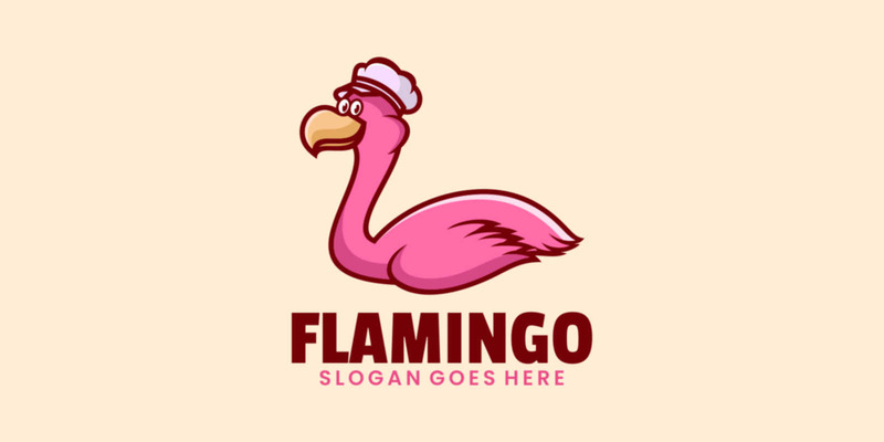 Flamingo maskot tecknad logotyp - Features Image 1