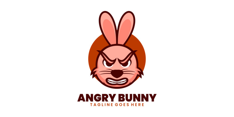 Angry Bunny Mascot Cartoon Logo - Features Image 1