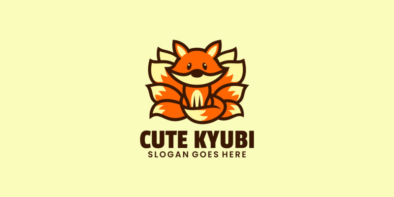 Cute Kyubi Mascot Cartoon Logo - Features Image 1